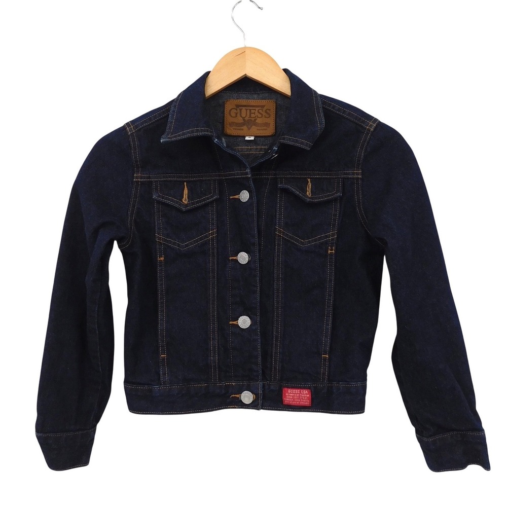 Guess Kids Dark Wash Denim Trucker Jacket‎ Made in USA Blue Size S